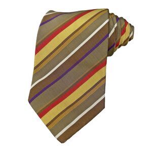 Paul Stuart Men's Silk/Cotton Designer Necktie Striped Regimental Repp England